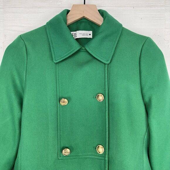 Zara Buttoned Tailored Coat XS Kelly Green Double Breasted Blogger Favorite - Picture 3 of 16
